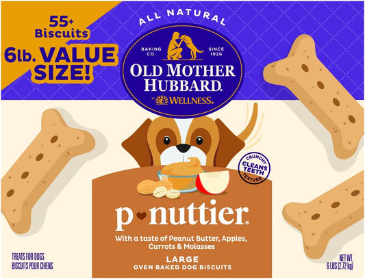 by Wellness Classic P-Nuttier Value Box Natural Dog Treats, Crunchy Oven-Baked Biscuits, Ideal for Training, Large Size, 6 Pound Box